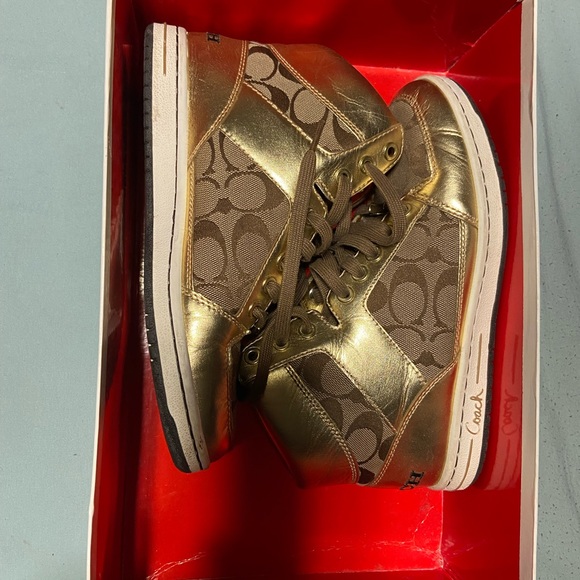 Coach high top gold sneakers - Picture 1 of 3